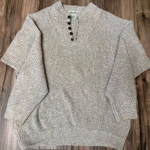 Vintage Eddie Bauer 100% Cotton Knit Sweater with Buttons Size XL Made in USA